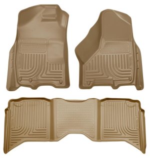 Ram 1500 Floor Liners - Front + Rear - Husky Liners - WeatherBeater Combo - Tan - 2012